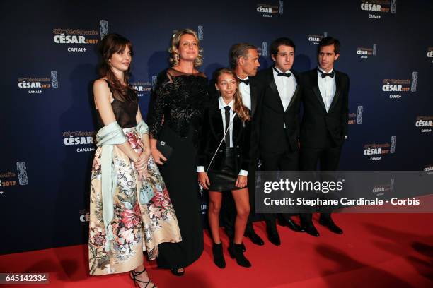 Luane Belmondo, Stella Belmondo, Paul Belmondo and Victor, Giacomo Belmondo arrive at the Cesar Film Awards 2017 ceremony at Salle Pleyel on February...