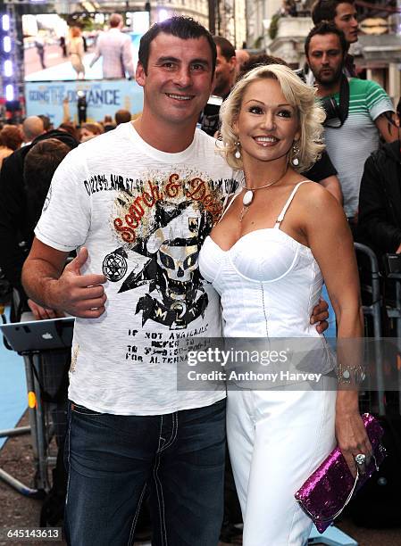 Former boxer Joe Calzaghe and Kristina Rihanoff attend the 'Going the Distance' World Premiere at the Vue Cinema, Leicester Square on August 19, 2010...