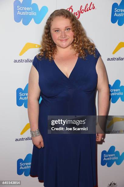 Danielle MacDonald attends the Screen Australia and Australians In Film reception for Australian Oscar Nominees at Four Seasons Hotel Los Angeles at...