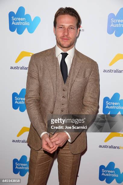 Luke Bracey attends the Screen Australia and Australians In Film reception for Australian Oscar Nominees at Four Seasons Hotel Los Angeles at Beverly...