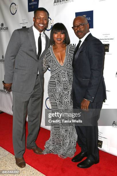 Actors Flex Washington, Angela Bassett and Courtney B. Vance attend the 2017 Pre-Oscar Gala for the American Black Film aInstitute at Preston's on...