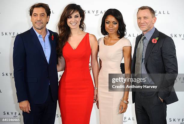 Javier Bardem, Berenice Marlohe, Naomie Harris and Daniel Craig attend the photocall for the 23rd James Bond film, Skyfall on November 3, 2011 at the...