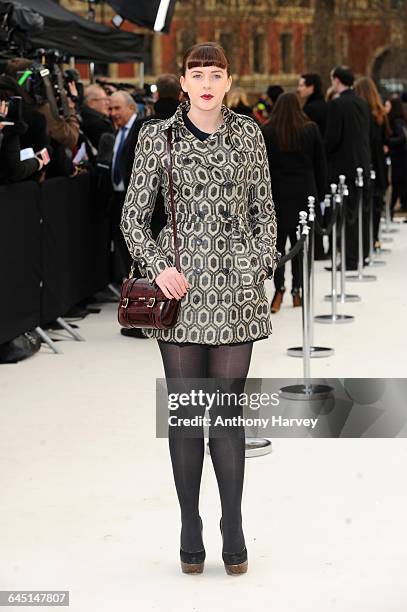 Alexandra Roach attends the Burberry Autumn Winter 2012 Womenswear Front Row during London Fashion Week at Kensington Gardens on February 20, 2012 in...