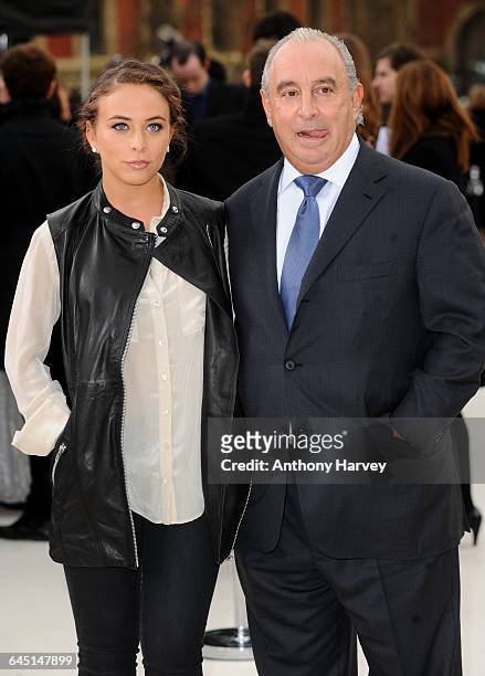 Chloe Green and Philip Green attend the Burberry Autumn Winter 2012 Womenswear Front Row during London Fashion Week at Kensington Gardens on February...