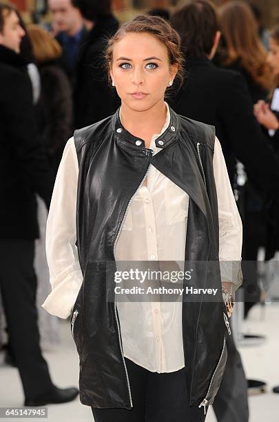 Chloe Green attends the Burberry Autumn Winter 2012 Womenswear Front Row during London Fashion Week at Kensington Gardens on February 20, 2012 in...