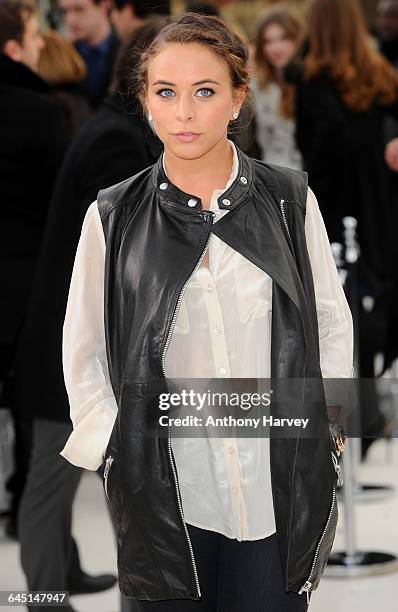 Chloe Green attends the Burberry Autumn Winter 2012 Womenswear Front Row during London Fashion Week at Kensington Gardens on February 20, 2012 in...