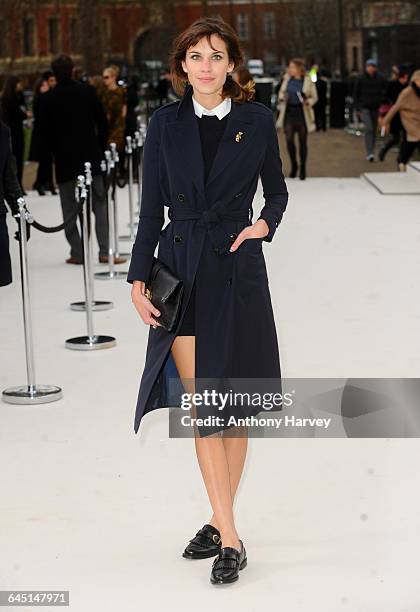 Alexa Chung attends the Burberry Autumn Winter 2012 Womenswear Front Row during London Fashion Week at Kensington Gardens on February 20, 2012 in...