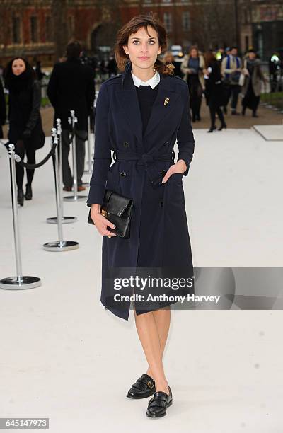 Alexa Chung attends the Burberry Autumn Winter 2012 Womenswear Front Row during London Fashion Week at Kensington Gardens on February 20, 2012 in...