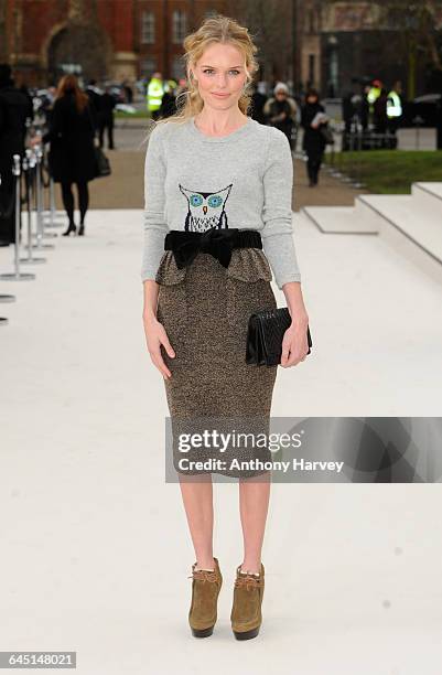 Kate Bosworth attends the Burberry Autumn Winter 2012 Womenswear Front Row during London Fashion Week at Kensington Gardens on February 20, 2012 in...