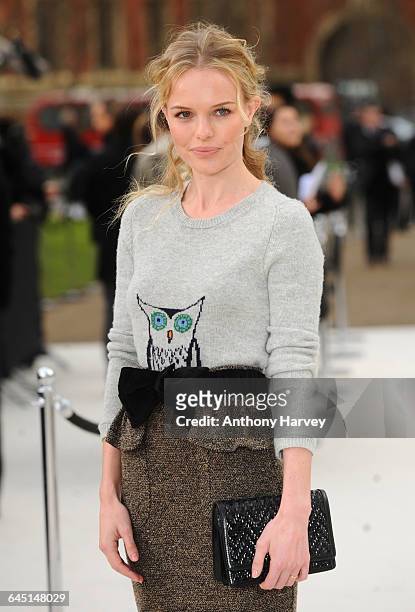 Kate Bosworth attends the Burberry Autumn Winter 2012 Womenswear Front Row during London Fashion Week at Kensington Gardens on February 20, 2012 in...