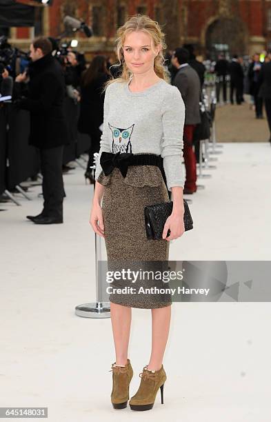 Kate Bosworth attends the Burberry Autumn Winter 2012 Womenswear Front Row during London Fashion Week at Kensington Gardens on February 20, 2012 in...