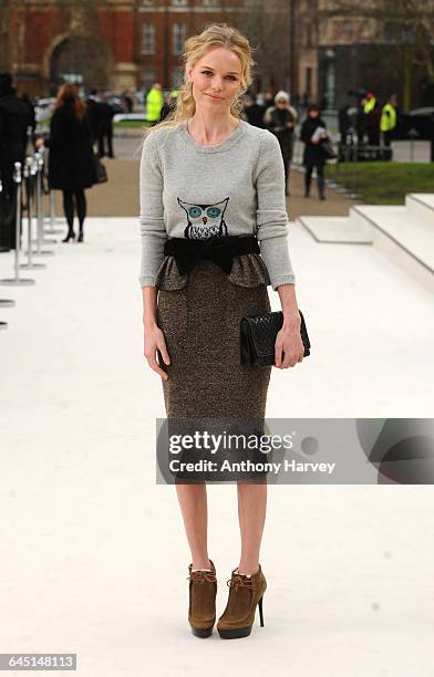 Kate Bosworth attends the Burberry Autumn Winter 2012 Womenswear Front Row during London Fashion Week at Kensington Gardens on February 20, 2012 in...