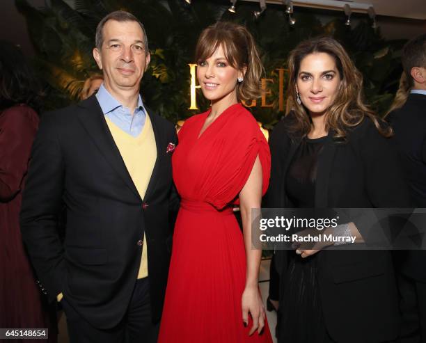 Of Piaget, Philippe Leopold-Metzger, Actress Kate Beckinsale and International Marketing and Communications Director at Piaget, Chabi Nouri attend a...