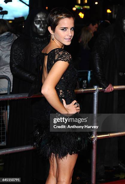 Actress Emma Watson attends the 'Harry Potter and the Deathly Hallows Part 1' World Premiere at the Odeon Cinema, Leicester Square on November 11,...