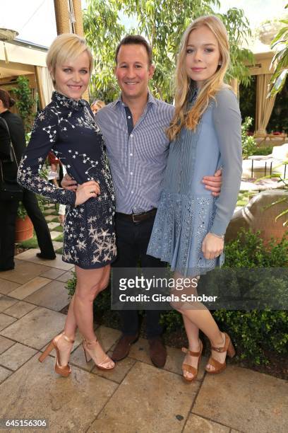 Dr. Barbara Sturm and her husband Adam Waldman and her daughter Charly Sturm during the Net-A-Porter lunch at hotel Chateau Marmont on February 24,...