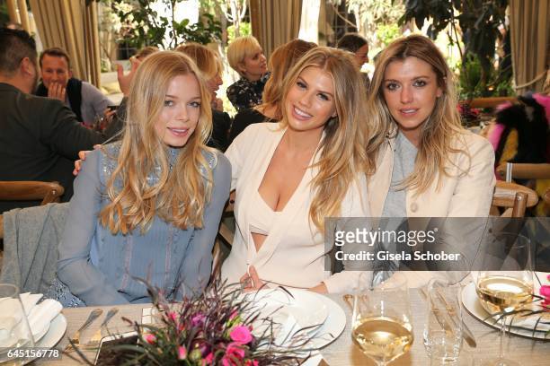Charly Sturm, Charlotte McKinney and Caitlin Chapman during the Net-A-Porter lunch at hotel Chateau Marmont on February 24, 2017 in Los Angeles,...