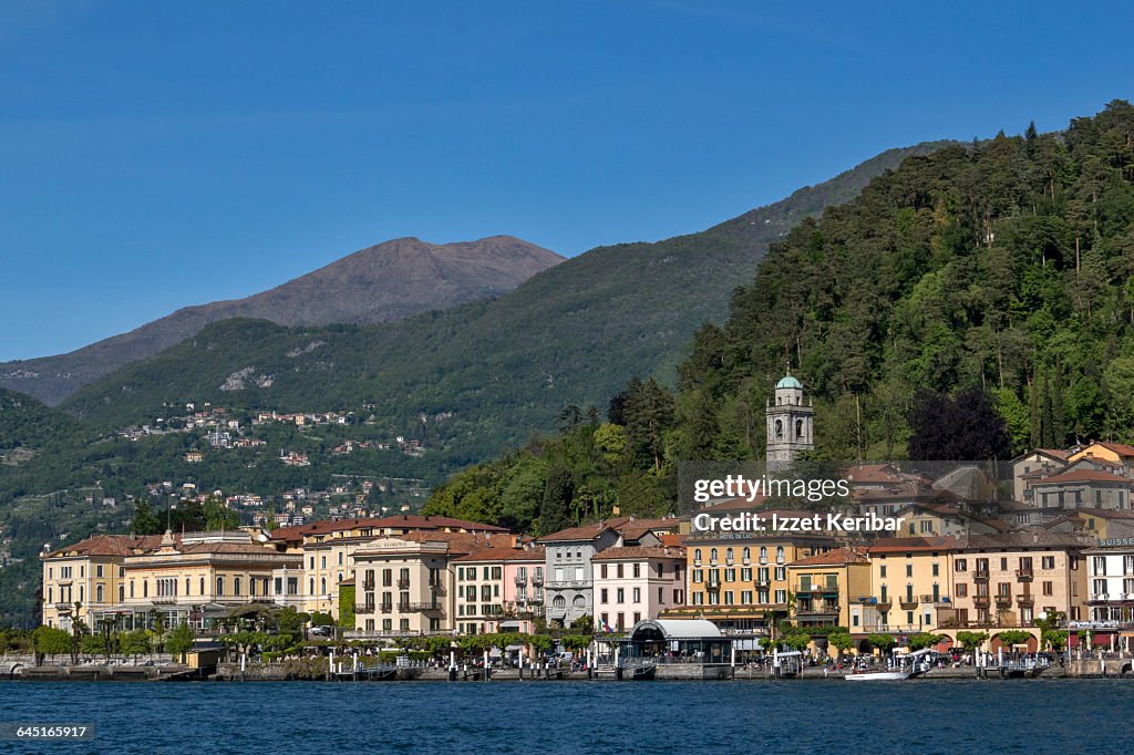 Bellagio village distant view from Lake Como