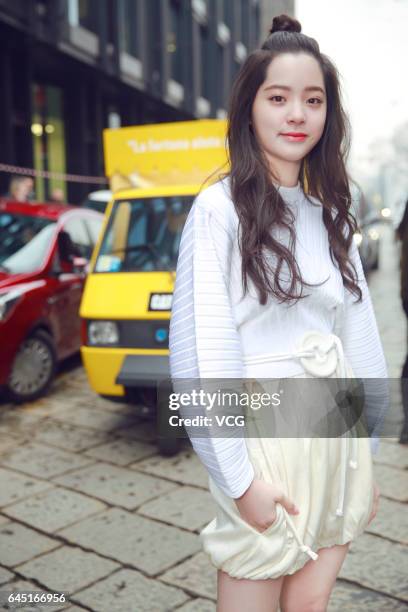 Cellist Nana Ou-yang attends the Sportmax show during Milan Fashion Week Fall/Winter 2017/18 on February 25, 2017 in Milan, Italy.