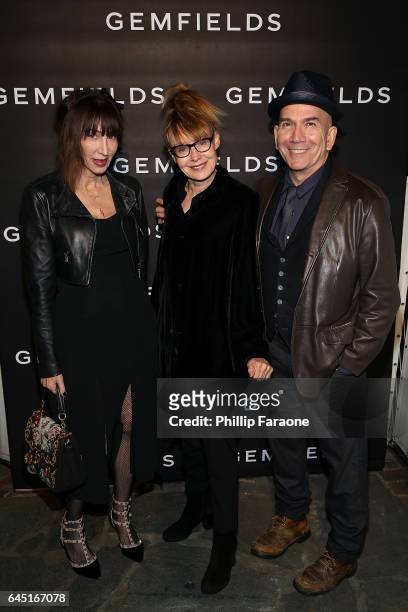 Merle Ginsberg, Lyndall Hobbs, and Jack Merill attend Gemfields celebration of Ruth Negga and Karla Welch at Chateau Marmont on February 24, 2017 in...
