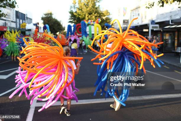 The Pride Parade makes its way down Ponsonby Road on February 25, 2017 in Auckland, New Zealand. The Auckland Pride Parade is part of the annual...