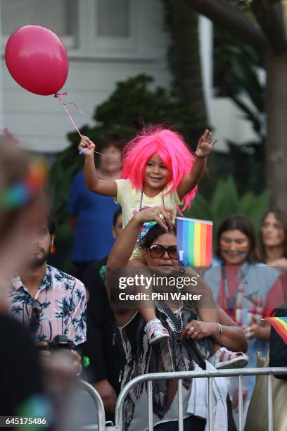 The Pride Parade makes its way down Ponsonby Road on February 25, 2017 in Auckland, New Zealand. The Auckland Pride Parade is part of the annual...