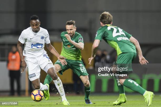 Fode Koita of Kasimpasa SK, Tomas Sivok of Bursaspor, Ertugrul Ersoy of Bursasporduring the Turkish Spor Toto Super Lig football match between...