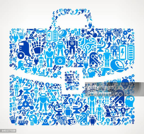 briefcase icon robot and robotics automation vector pattern - case closed stock illustrations