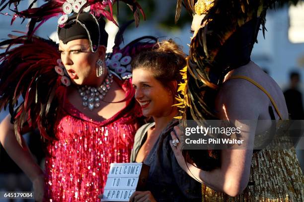 The Pride Parade makes its way down Ponsonby Road on February 25, 2017 in Auckland, New Zealand. The Auckland Pride Parade is part of the annual...