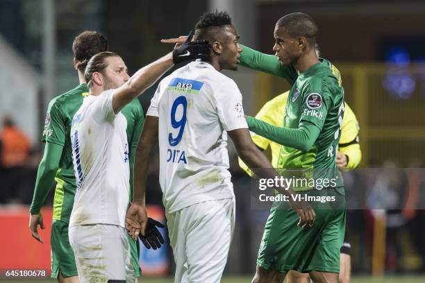 Tunay Torun of Kasimpasa SK, Fode Koita of Kasimpasa SK, Ricardo Faty of Bursasporduring the Turkish Spor Toto Super Lig football match between...