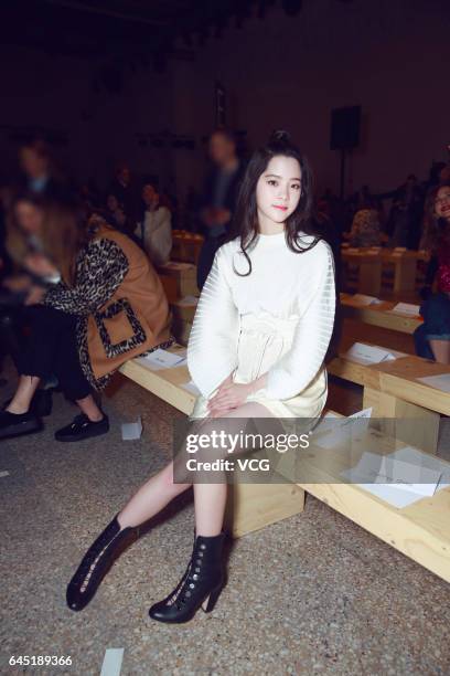 Cellist Nana Ou-yang attends the Sportmax show during Milan Fashion Week Fall/Winter 2017/18 on February 25, 2017 in Milan, Italy.