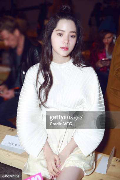 Cellist Nana Ou-yang attends the Sportmax show during Milan Fashion Week Fall/Winter 2017/18 on February 25, 2017 in Milan, Italy.