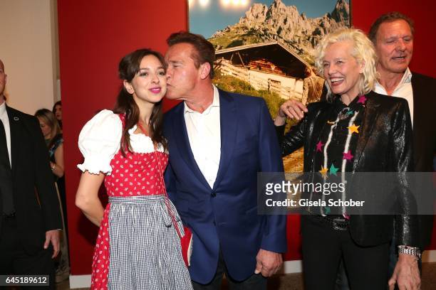 Photographer Ellen von Unwerth and Arnold Schwarzenegger (, and Charlotte Taschen during the opening night of Ellen von Unwerth's photo exhibition at...