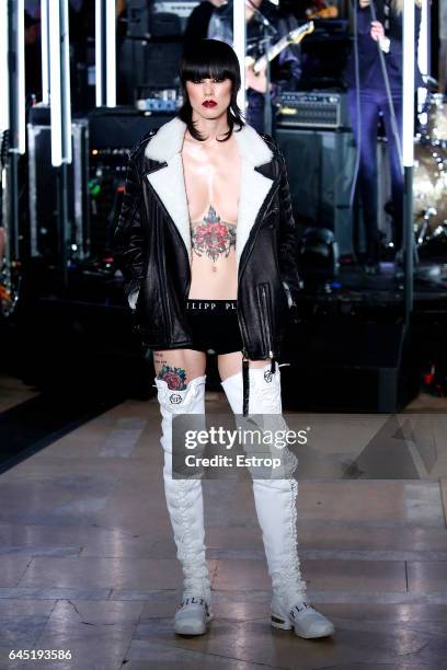 Model walks the runway at the Philipp Plein show during the New York Fashion Week February 2017 collections on February 13, 2017 in New York City.