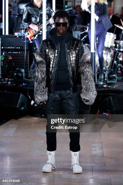 Model walks the runway at the Philipp Plein show during the New York Fashion Week February 2017 collections on February 13, 2017 in New York City.