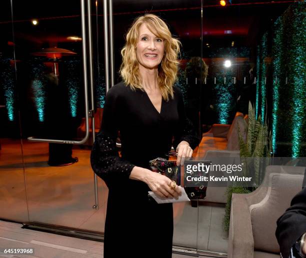 Actress Laura Dern poses at the 89th Annual Academy Awards' Foreign Language Reception at the Academy of Motion Picture Arts and Sciences on February...