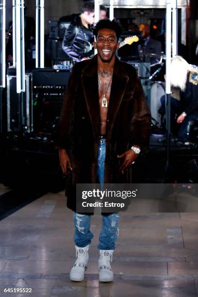 Model walks the runway at the Philipp Plein show during the New York Fashion Week February 2017 collections on February 13, 2017 in New York City.