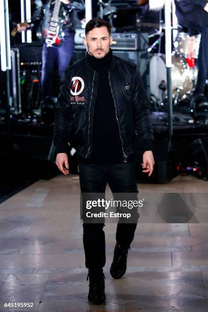 Model walks the runway at the Philipp Plein show during the New York Fashion Week February 2017 collections on February 13, 2017 in New York City.