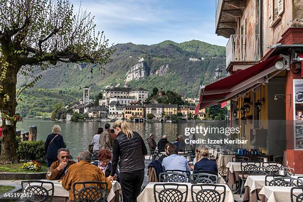 orta s. giulia, village and orta lake , italy - lake orta stock pictures, royalty-free photos & images