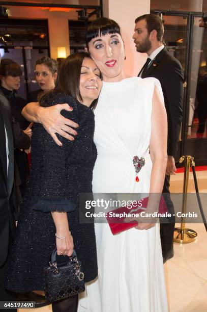 Mayor of Paris Anne Hidalgo and actress Rossy De Palma attends the Cesar Film Awards 2017 ceremony at Salle Pleyel on February 24, 2017 in Paris,...