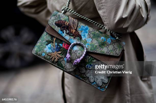Gucci bag during Milan Fashion Week Fall/Winter 2017/18 on February 24, 2017 in Milan, Italy.