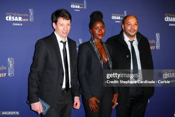 Christophe Barral, Alice Diop and Toufik Ayadi arrives at the Cesar Film Awards 2017 ceremony at Salle Pleyel on February 24, 2017 in Paris, France.
