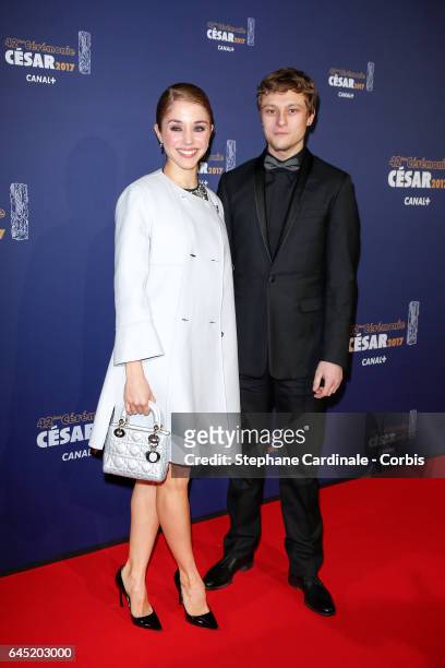 Alice Isaaz and Rod Paradot arrive at the Cesar Film Awards 2017 ceremony at Salle Pleyel on February 24, 2017 in Paris, France.