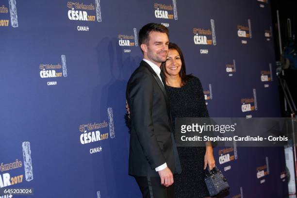 Bruno Julliard, Anne Hidalgo arrive at the Cesar Film Awards 2017 ceremony at Salle Pleyel on February 24, 2017 in Paris, France.