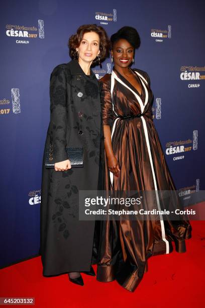 Audrey Azoulay and Aissa Maiga arrive at the Cesar Film Awards 2017 ceremony at Salle Pleyel on February 24, 2017 in Paris, France.