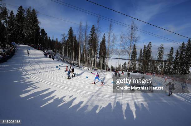 General view the Women's Cross Country Skiathlon during the FIS Nordic World Ski Championships on February 25, 2017 in Lahti, Finland.