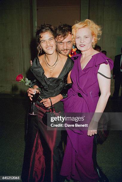 British artist Tracy Emin with fashion designer Vivienne Westwood and her husband Andreas Kronthaler at the Turner Prize awards ceremony, held at the...