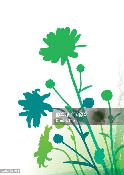 spring flowers and plants corner abstract - lush stock illustrations