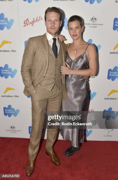 Luke Bracey and guest attend the Screen Australia and Australians in Film reception for Australian Oscar nominees at Four Seasons Hotel Los Angeles...