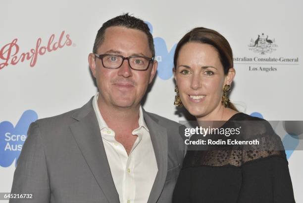 Greig Fraser and guest attend the Screen Australia and Australians in Film reception for Australian Oscar nominees at Four Seasons Hotel Los Angeles...