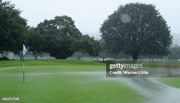 Major storm suspends play for the day in the third round of the Joburg Open at Royal Johannesburg and Kensington Golf Club on February 25, 2017 in...